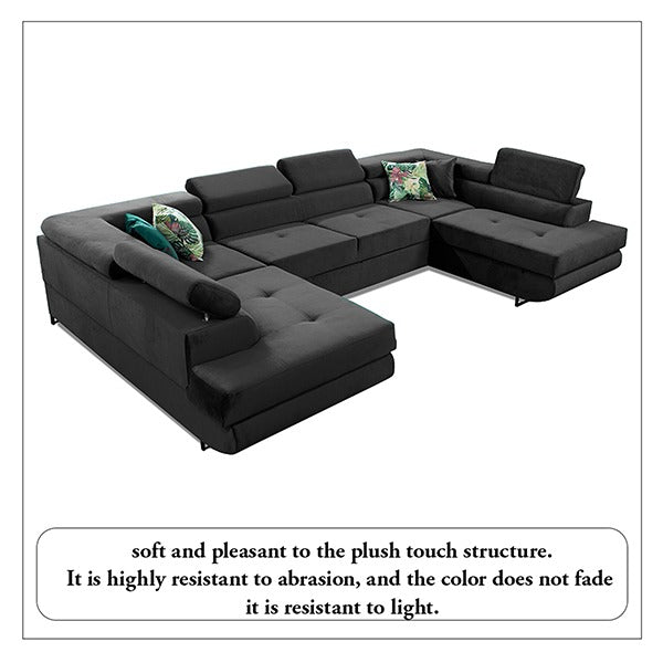 Black U-Corner Sofa Bed