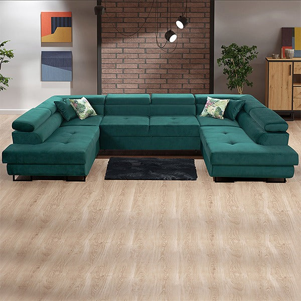 Green U-Corner Sofa Bed