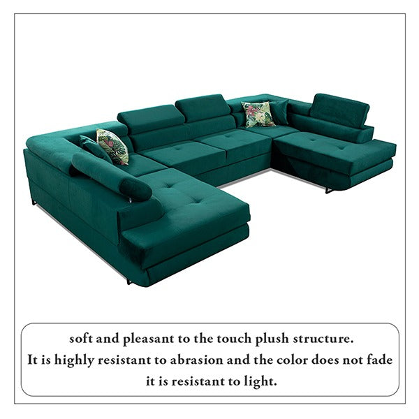 Green U-Corner Sofa Bed