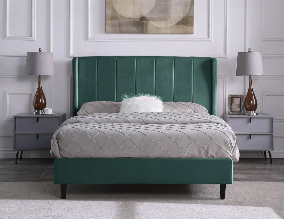 Amelia 4'6" Bed Green Velvet Fabric