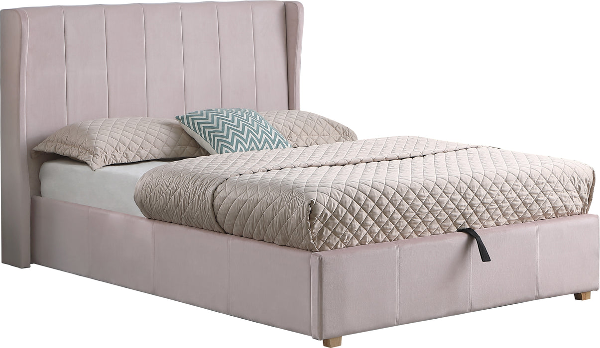 Amelia Plus 4'6" Storage Bed Pink Velvet Fabric