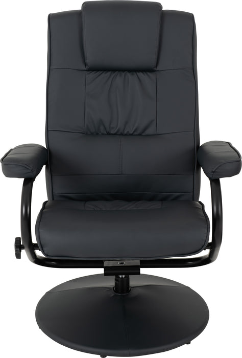 Ascot Recliner Chair & Footstool Midnight Blue Faux Leather
