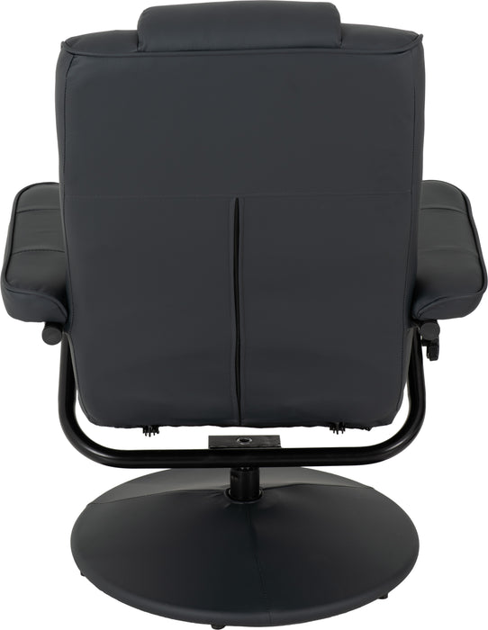Ascot Recliner Chair & Footstool Midnight Blue Faux Leather