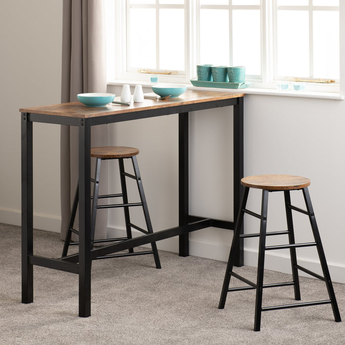 Athens Breakfast Bar Set Acacia Effect/Black
