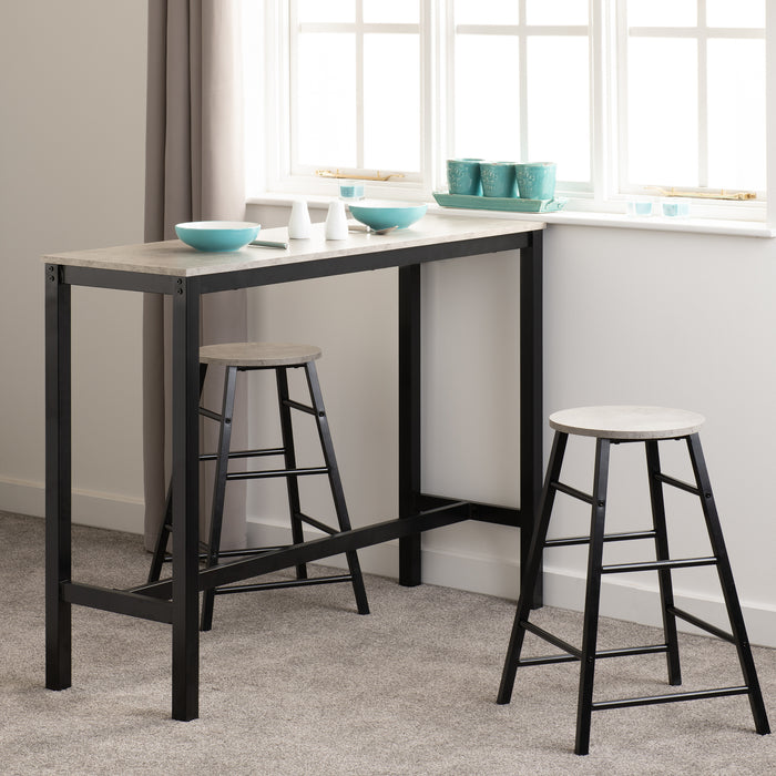 Athens Breakfast Bar Set Concrete Effect/Black