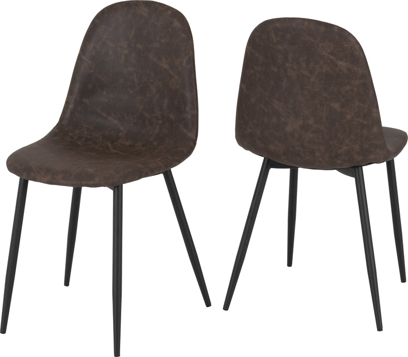 Hamilton Large Dining Set with Athens Chairs Medium Oak Effect/Black/Brown Faux Leather