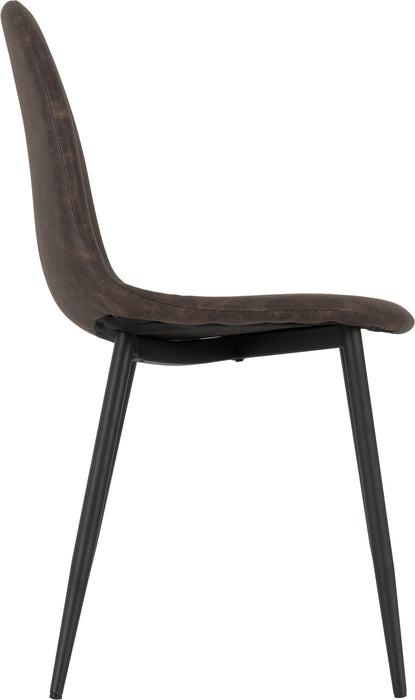 Hamilton Medium Dining Set with Athens Chairs Medium Oak Effect/Black/Brown Faux Leather