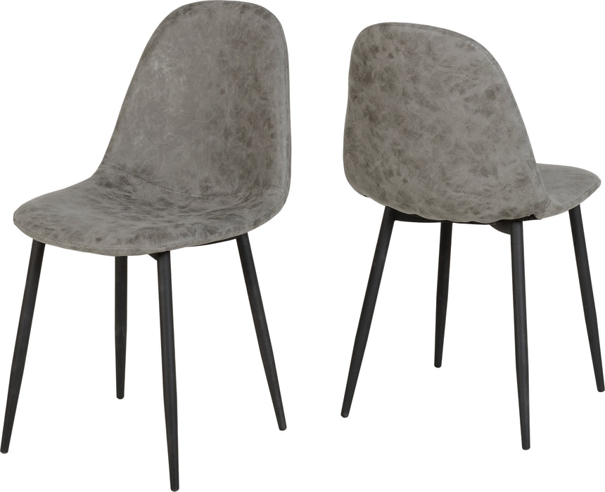 Hamilton Medium Dining Set with Athens Chairs Medium Oak Effect/Black/Grey Faux Leather