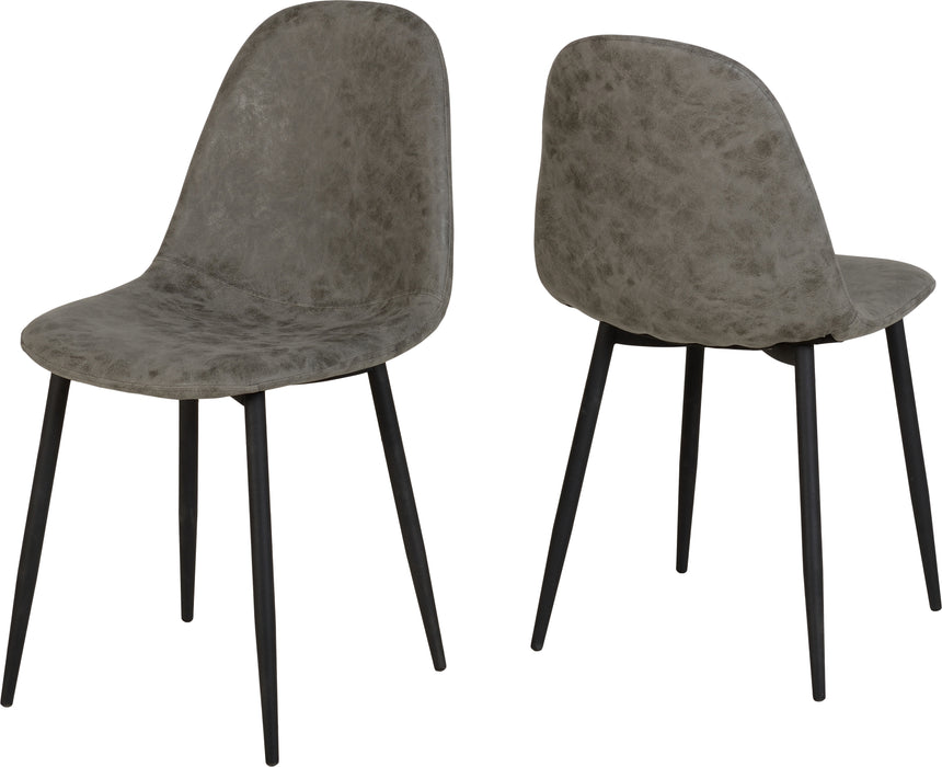 Athens Rectangular Dining Set Concrete Effect/Black/Grey Faux Leather