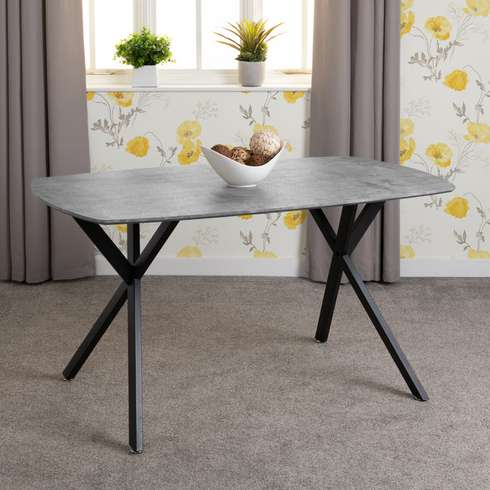 Athens Rectangular Dining Table Concrete Effect/Black