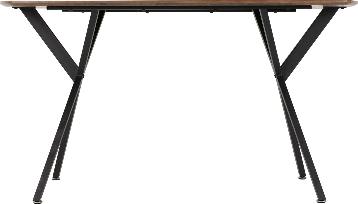Athens Rectangular Dining Set with Avery Chairs Medium Oak Effect/Black/Sapphire Blue Velvet