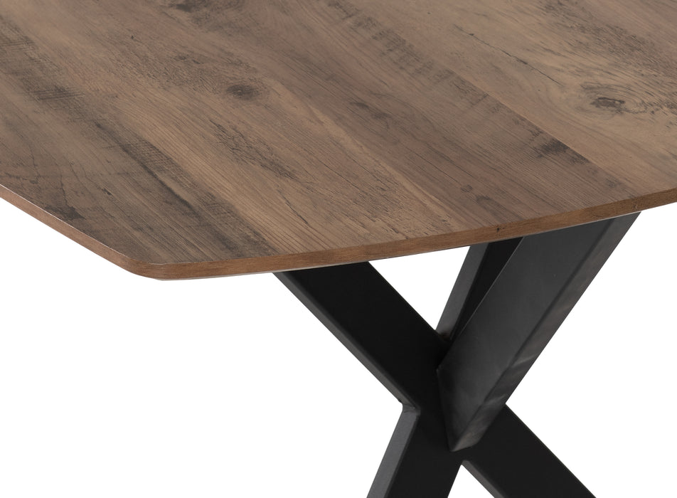 Athens Rectangular Dining Set with Avery Chairs Medium Oak Effect/Black/Sapphire Blue Velvet