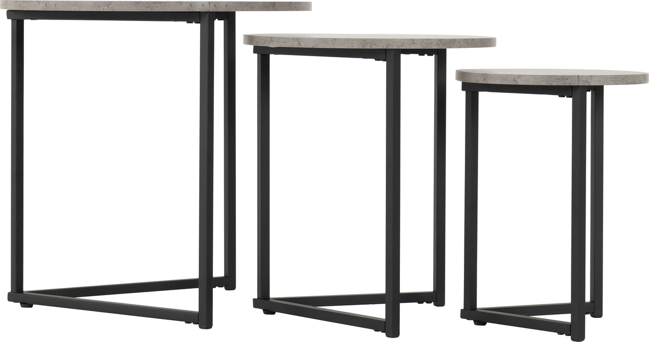 Athens Round Nest of Tables Concrete Effect/Black