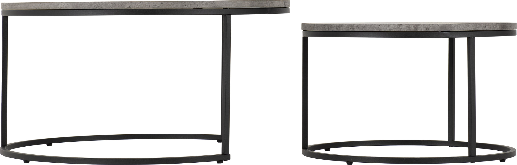 Athens Round Coffee Table Set Concrete Effect/Black