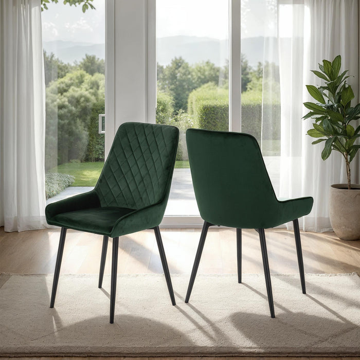 Avery Chair (Box of 2) Emerald Green Velvet