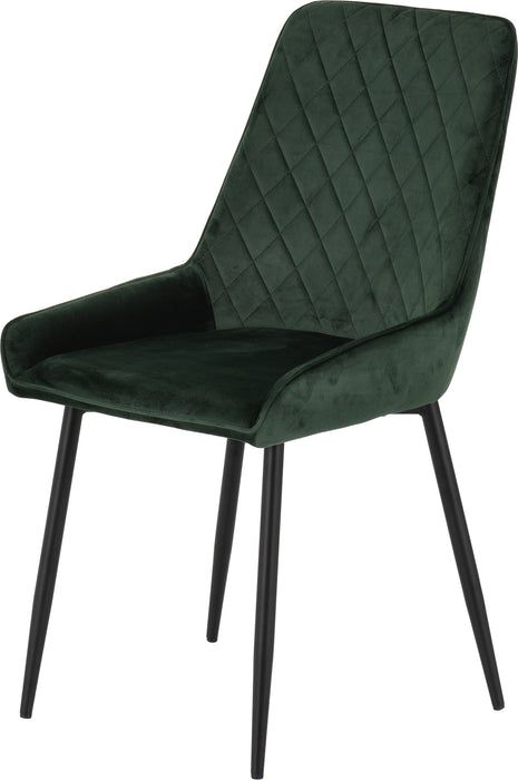 Athens Rectangular Dining Set with Avery Chairs Medium Oak Effect/Black/Emerald Green Velvet