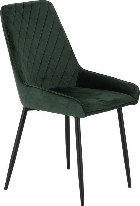 Athens Rectangular Dining Set with Avery Chairs Concrete Effect/Black/Emerald Green Velvet
