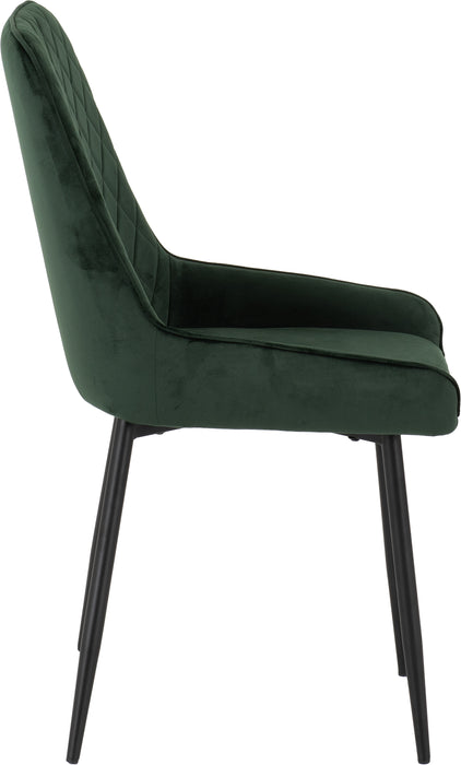 Athens Rectangular Dining Set with Avery Chairs Medium Oak Effect/Black/Emerald Green Velvet