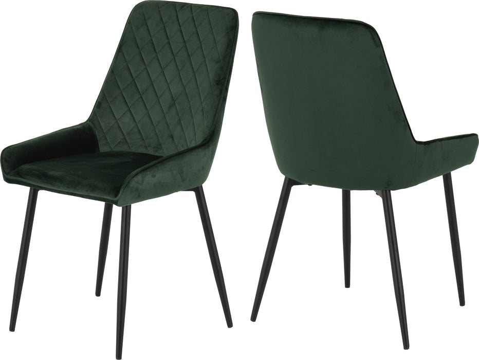 Hamilton Medium Dining Set with Avery Chairs Medium Oak Effect/Black/Emerald Green Velvet
