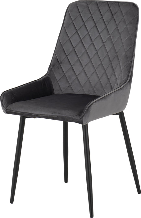 Athens Rectangular Dining Set with Avery Chairs Medium Oak Effect/Black/Grey Velvet