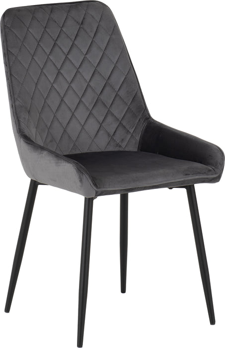 Athens Rectangular Dining Set with Avery Chairs Medium Oak Effect/Black/Grey Velvet