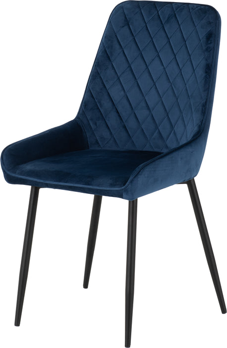 Athens Rectangular Dining Set with Avery Chairs Concrete Effect/Black/Sapphire Blue Velvet