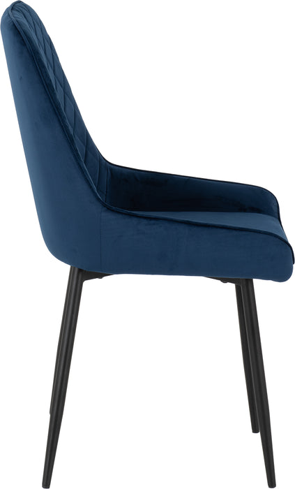 Athens Rectangular Dining Set with Avery Chairs Medium Oak Effect/Black/Sapphire Blue Velvet