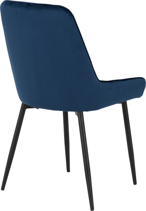 Athens Rectangular Dining Set with Avery Chairs Medium Oak Effect/Black/Sapphire Blue Velvet