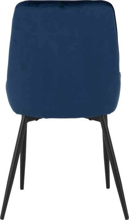 Athens Rectangular Dining Set with Avery Chairs Medium Oak Effect/Black/Sapphire Blue Velvet
