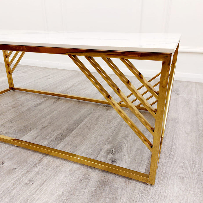 Azure Gold Coffee Table With Polar White Sintered Top