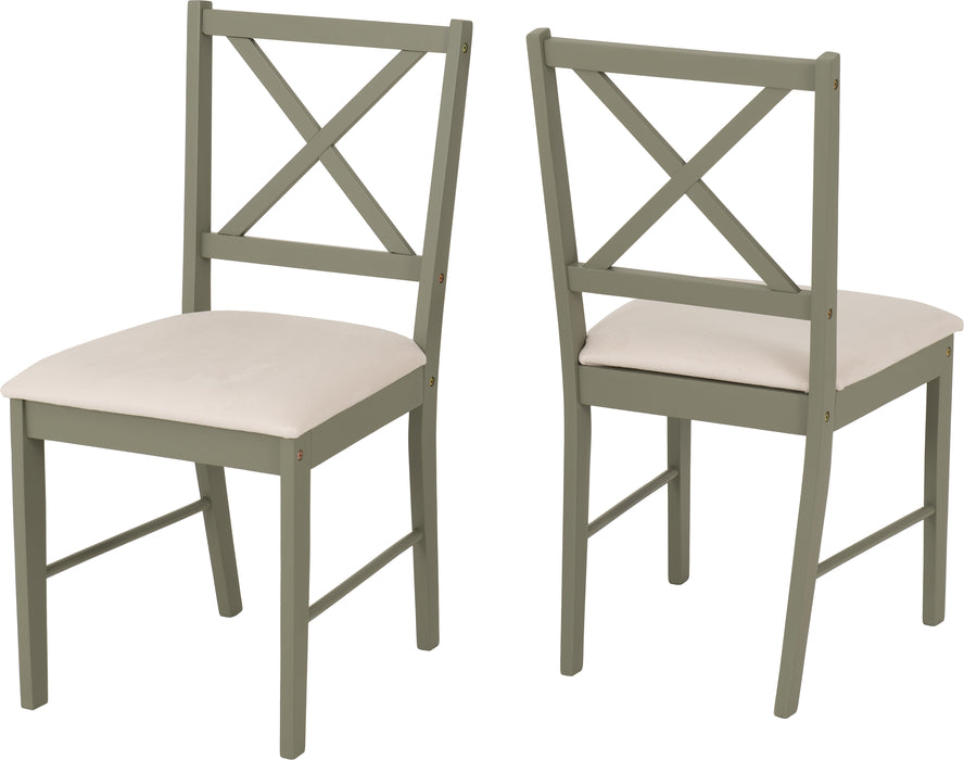 Balfour 1+4 Dining Set Sage Green/Oak Effect/Mink Microsuede