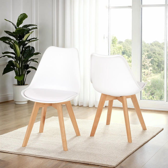 Bendal Chair (Box of 2) Beech/White Faux Leather