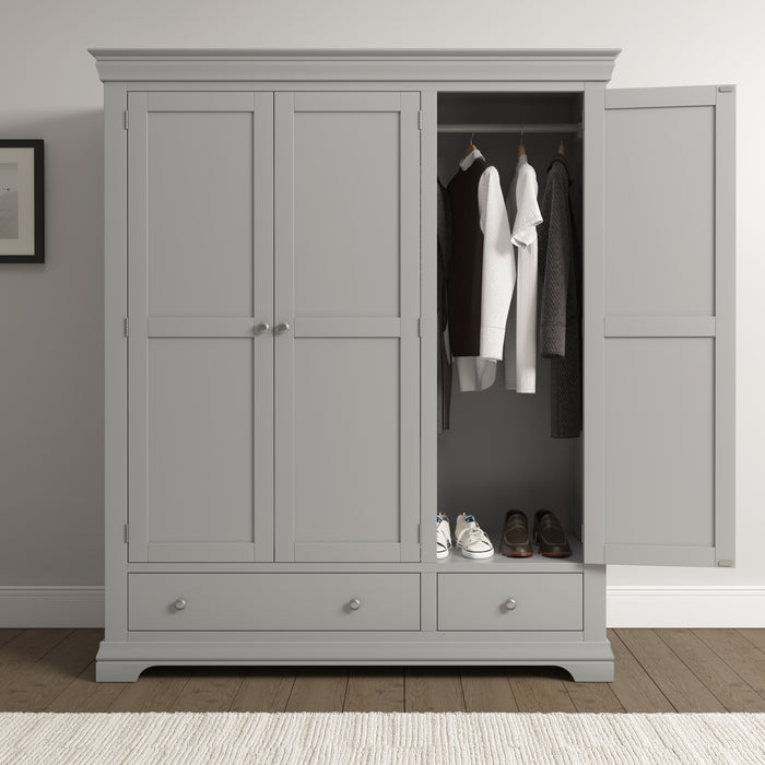 Bordeaux 3 Door Wardrobe Pebble Grey