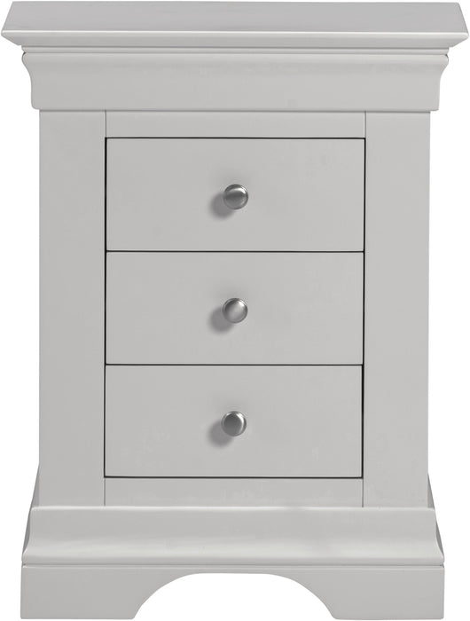 Bordeaux 3 Drawer Bedside Pebble Grey