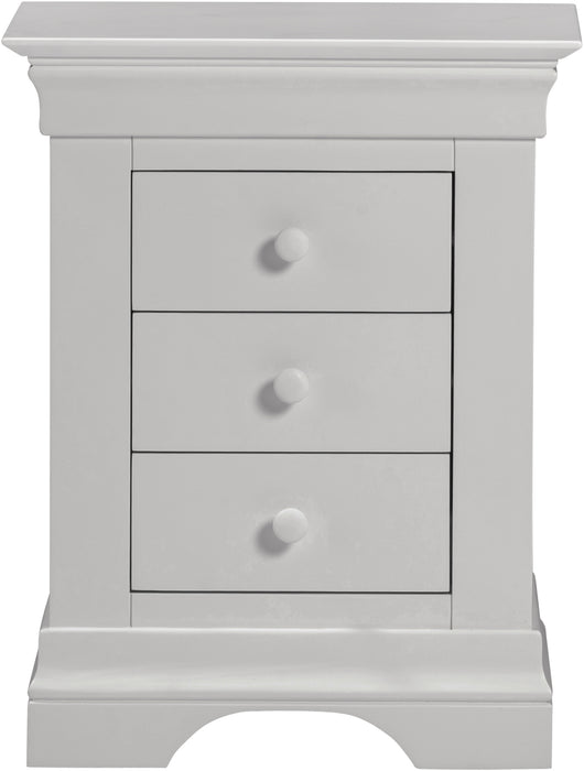 Bordeaux 3 Drawer Bedside Pebble Grey
