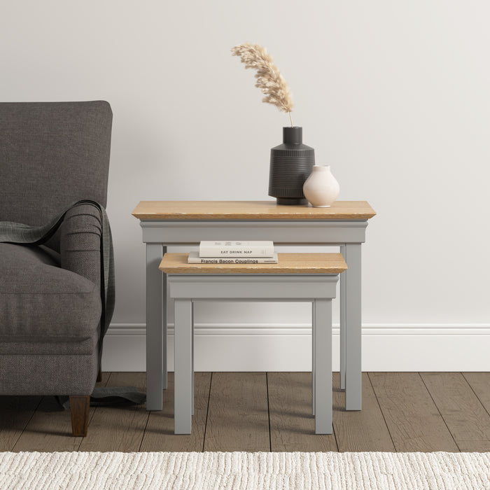 Bordeaux Nest of 2 Tables Pebble Grey/Oak
