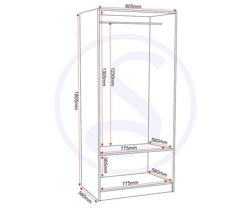 Bellingham 2 Door Wardrobe Oak Effect Veneer