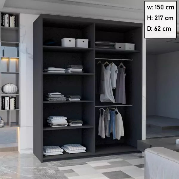 JAMAJKA SLIDING WARDROBE BLACK 150cm/203cm