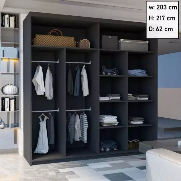 JAMAJKA SLIDING WARDROBE BLACK 150cm/203cm