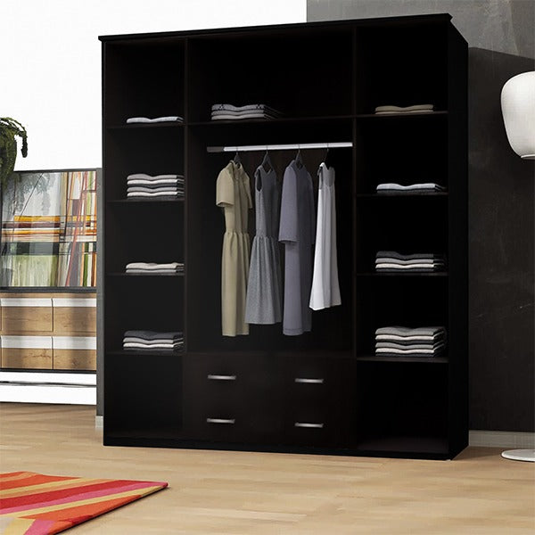 LONDON 4 DOOR BLACK WARDROBE