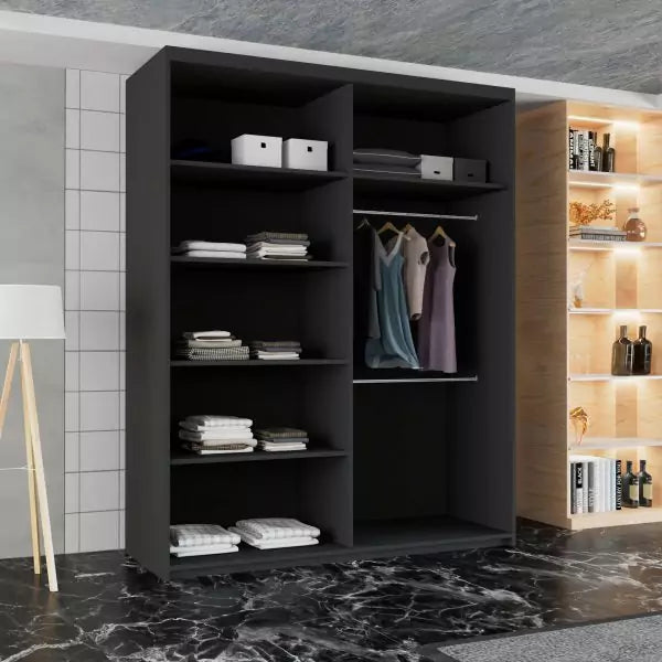 Lyllie 2 Door Sliding Wardrobe Black 150/203cm
