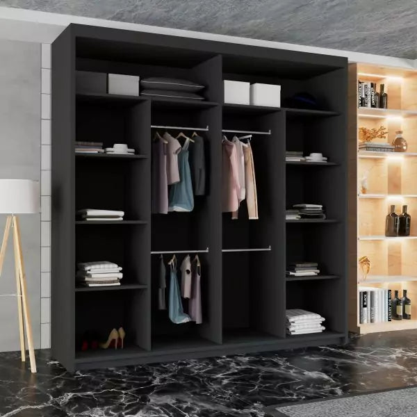 Lyllie 2 Door Sliding Wardrobe Black 150/203cm