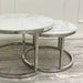 Cato Nest of 2 Short Silver Coffee Tables with Polar White Sintered Stone Tops