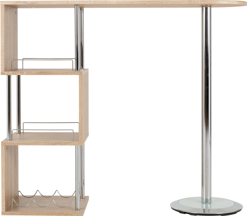 Charisma Home Bar Table Light Sonoma Oak Effect Veneer/Chrome