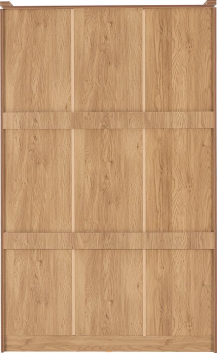 Charles 3 Door 2 Drawer Mirrored Wardrobe Oak Effect Veneer with Walnut Trim