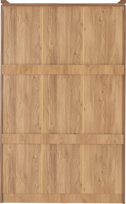 Charles 3 Door All Hanging Mirrored Wardrobe Oak Effect Veneer with Walnut Trim