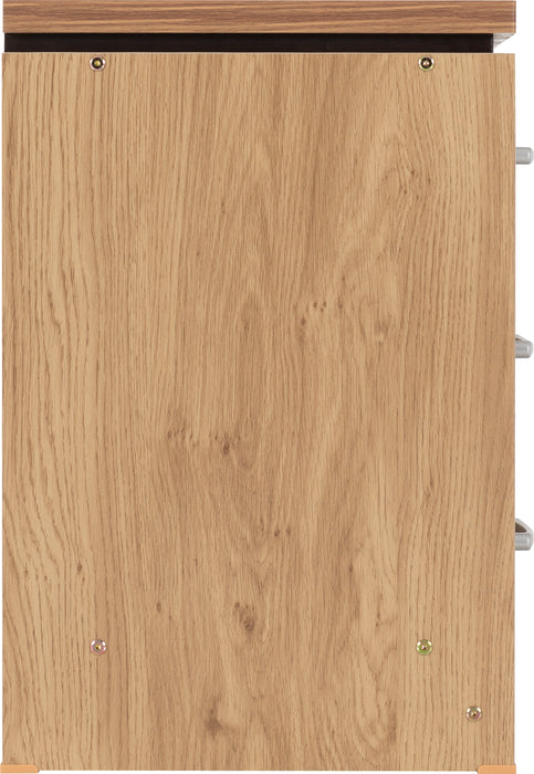 Charles 3 Drawer Bedside Chest Oak Effect Veneer with Walnut Trim