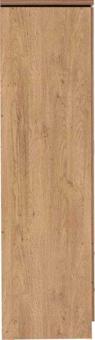 Charles 4 Door 2 Drawer Mirrored Wardrobe Oak Effect Veneer with Walnut Trim