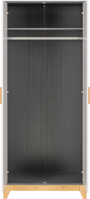 Cleveland 2 Door Wardrobe White/Grey Metal Effect