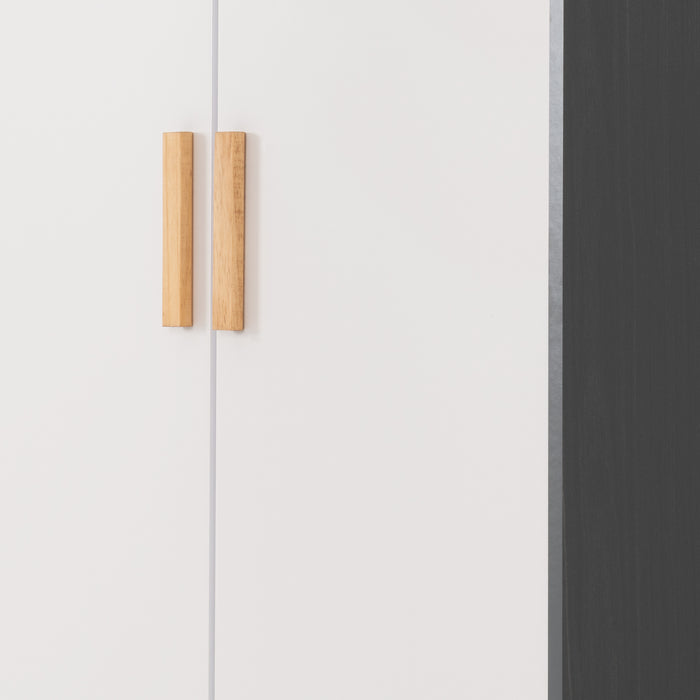 Cleveland 2 Door Wardrobe White/Grey Metal Effect